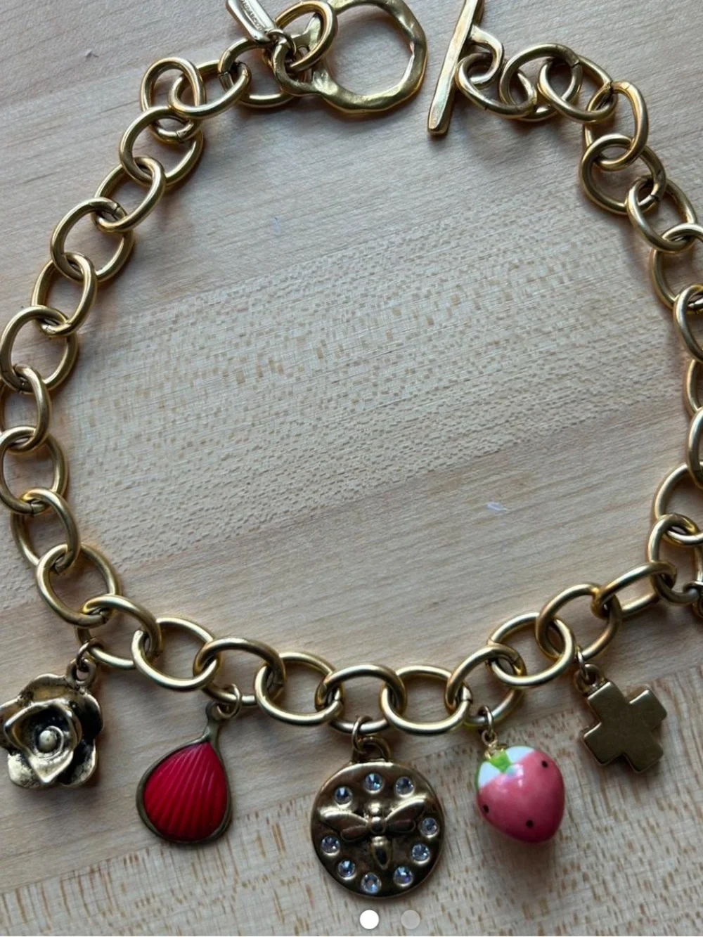 Logan Tay Gold Charm Necklace with Coral Accents - Women's Jewelry